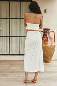 Bridal White Ladder Panel Midi A Line Empire Skirt