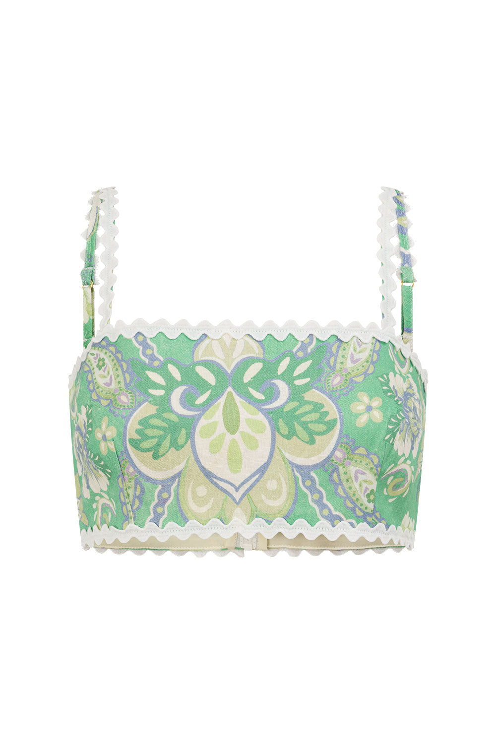 Green Floral Heritage Print Kelia Crop Top