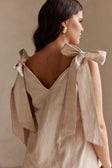 Cream V Neck Bow Elixir Dress