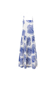 Bette Thin Strap Maxi Dress - Seashell Print, Blue, White
