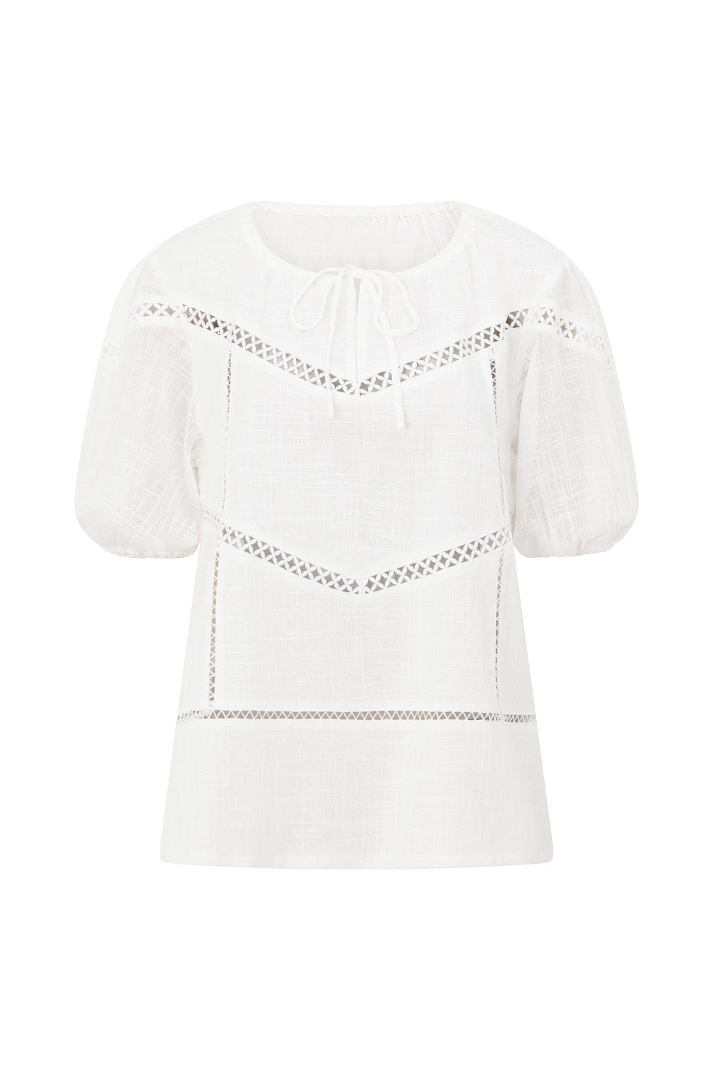 White Cheesecloth Puff Sleeve Amelia Top