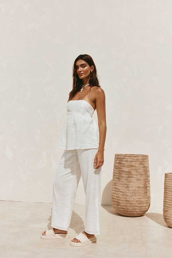 Jaymie Strapless Overlay Backless Jumpsuit - White