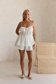White Thin Strap Ruched Detail Octavia Top