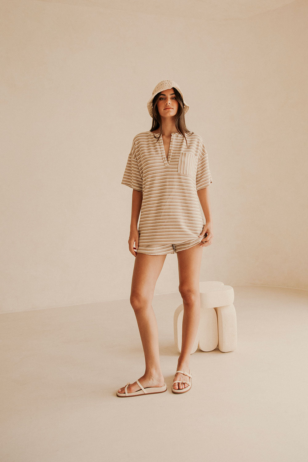 Tan High Waist Drawstring Rhi Shorts