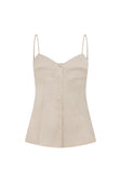 Grey Silky Button Up Strappy Lyla Top