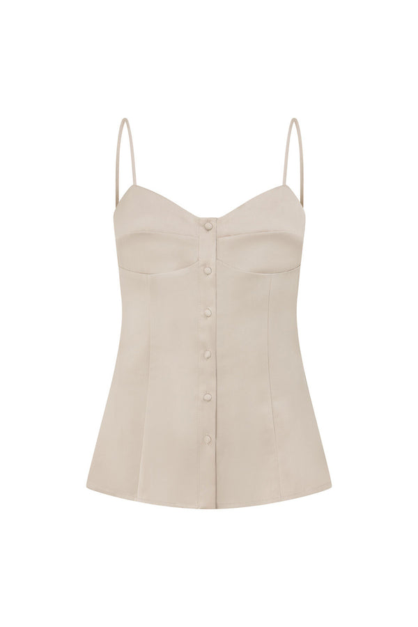 Grey Silky Button Up Strappy Lyla Top