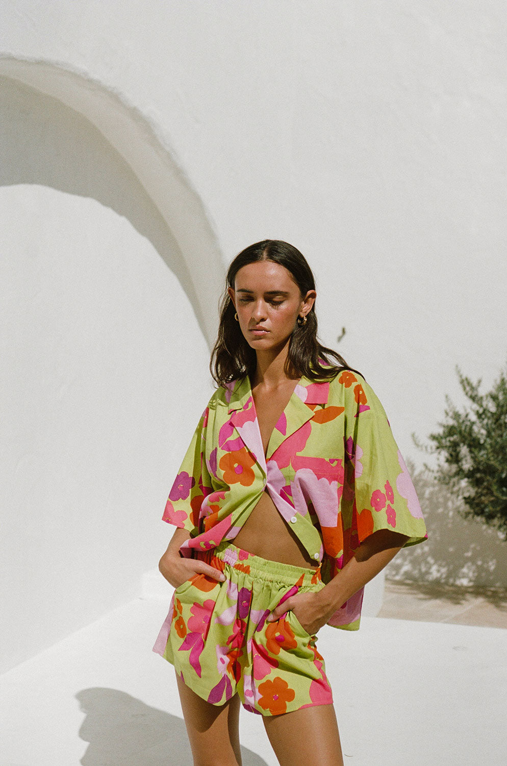 SAMPLE-Thessy Top - Lime Floral