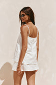 White Cotton Thin Strap Button Down Aaliyah Top