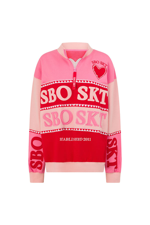 Pink Terry Oversized Vintage 1/4 Zipper Lovina Sweater