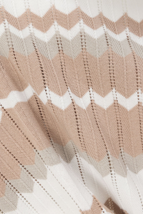 Tan and White Stripe Knit Halter Paz Jumpsuit