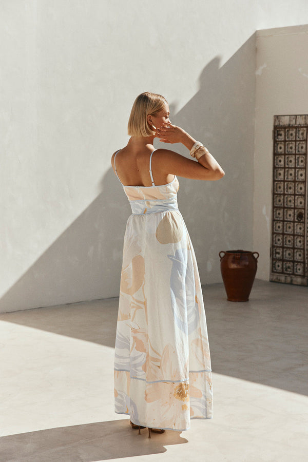 Pink Vintage Bloom Print Maxi Genevieve Dress