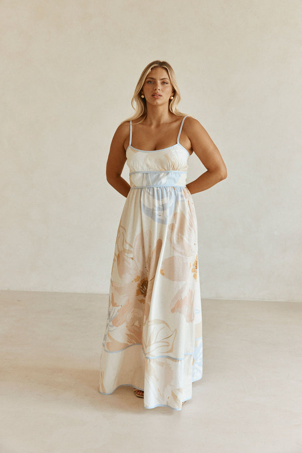 Pink Vintage Bloom Print Maxi Genevieve Dress