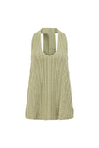 Green Cotton Knit Halter Azari Top