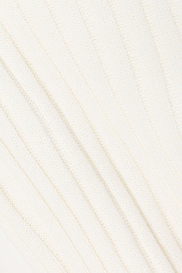 White Ribbed Knit Elastic Audri Pants