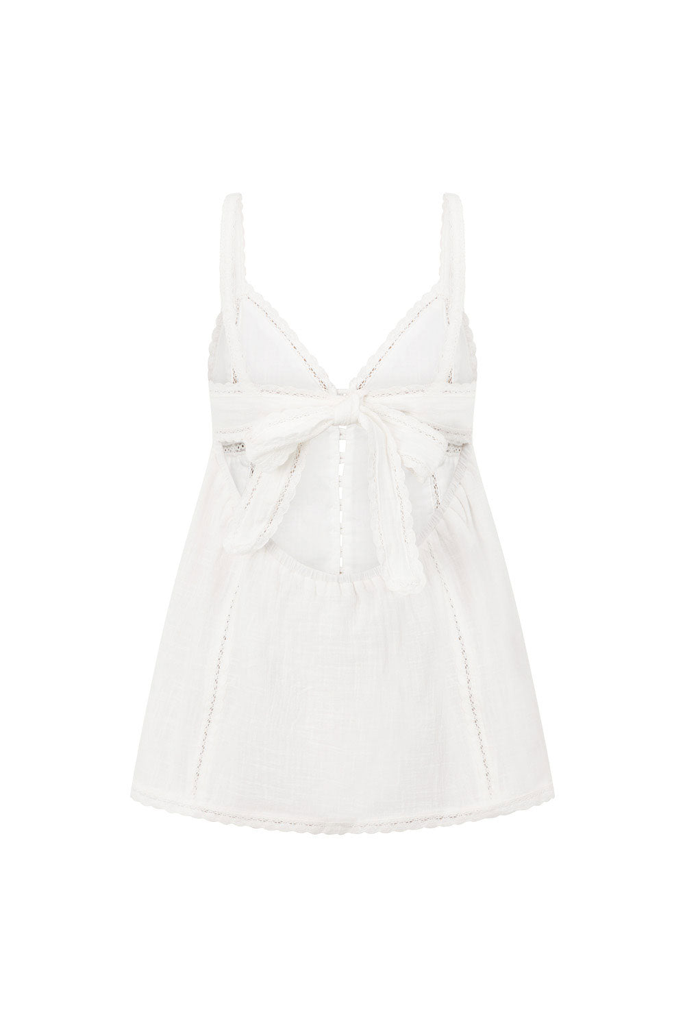 White Lace Backless Strappy Button Up Aviva Top