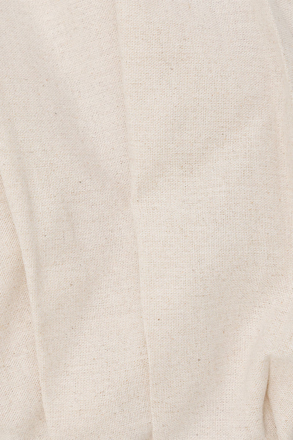 Beige Linen Blend Strapless Gathered Isa Top