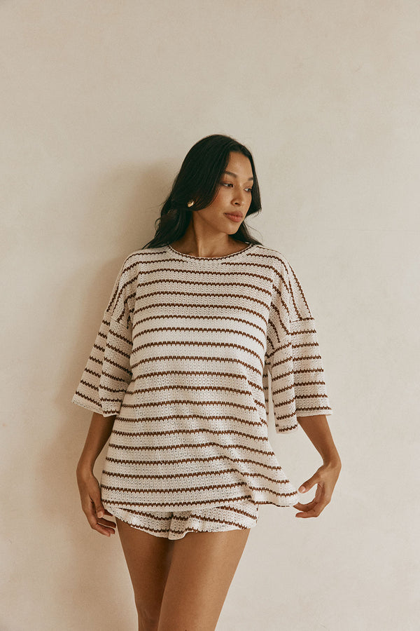 Wanderer Top - Chocolate Stripe