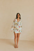 White Trattoria Print Wrap Mini Alessia Skirt