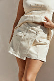 Cream Structured Twin Pocket Wrap Mini Breezy Skort