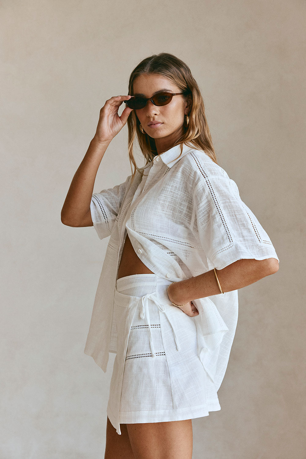 White Cheesecloth Wrap Mini Banks Skirt