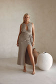 Mushroom Grey Cut Out Wrap Cyprus Top
