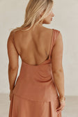 Coral Asymmetric Ruched Backless Hailey Top