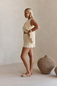Cream Zig Zag Knit High Waist Elastic Mabel Shorts