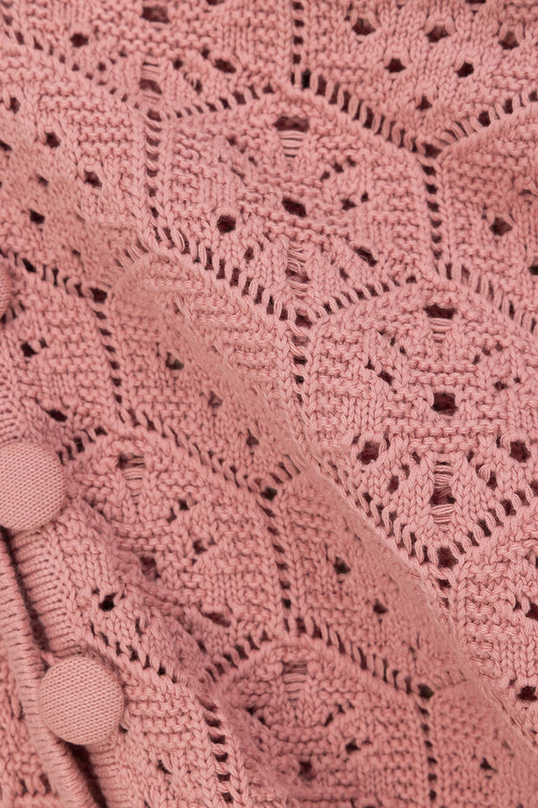 Blush Pink Crochet Knit Button Up Umiko Top