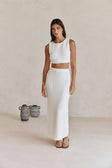 White Cable Knit Maxi Lotus Skirt