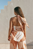 Peach Solanto Print Halter Victoria Top