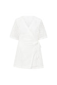 White Short Sleeve Wrap Mini Eliza Dress
