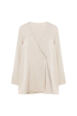 Beige Long Sleeve Mini Wrap Asoka Dress