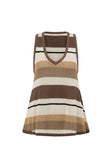 Tan Brown and Cream Stripe V Neck Lana Top