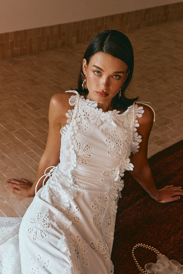 Araminta Embroidered Maxi Dress - Stella Marina - White
