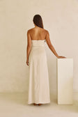 Champagne Strapless Ruched Midi Pela Midi Dress