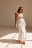 Cream Wavy Cotton Knit Maxi Cielo Dress