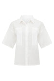 Paige Button Top - White