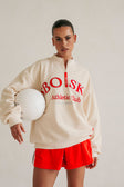 Geneva Vintage Oversized Sweater - Fleece Cream Red