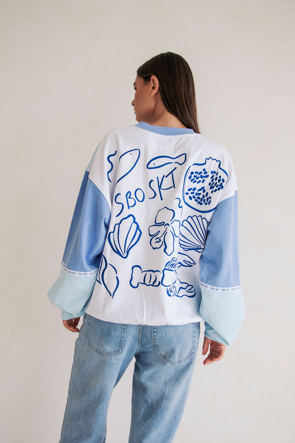 Eclipse Oversized Sweater - Blue, White