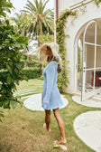 Nara Long Sleeve Mini Tie Knit Dress - Blue