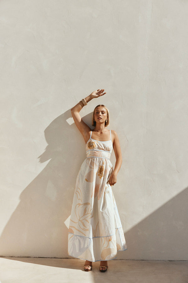 Pink Vintage Bloom Print Maxi Genevieve Dress