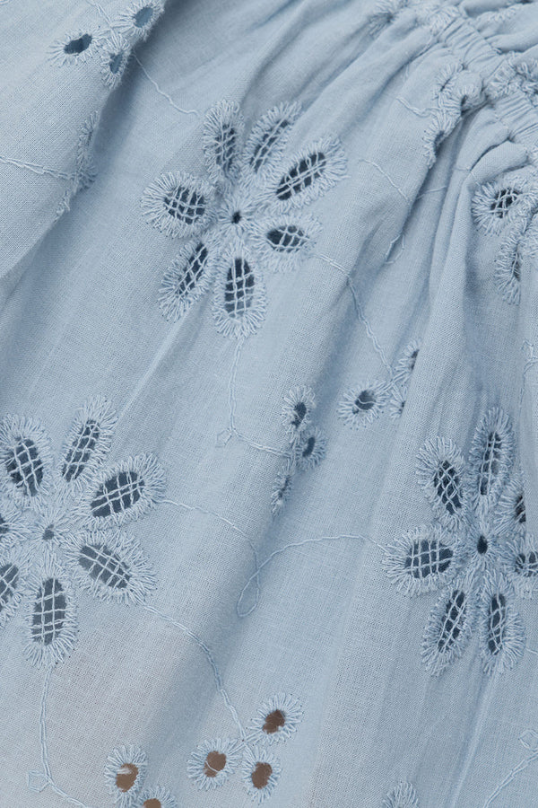 Blue Broderie Ruched Octavia Top