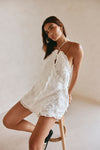 Kharli Halterneck Frill Mini Backless Wrap Dress - White