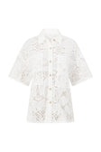 White Embroidered Cutwork Button Up Cielo Shirt