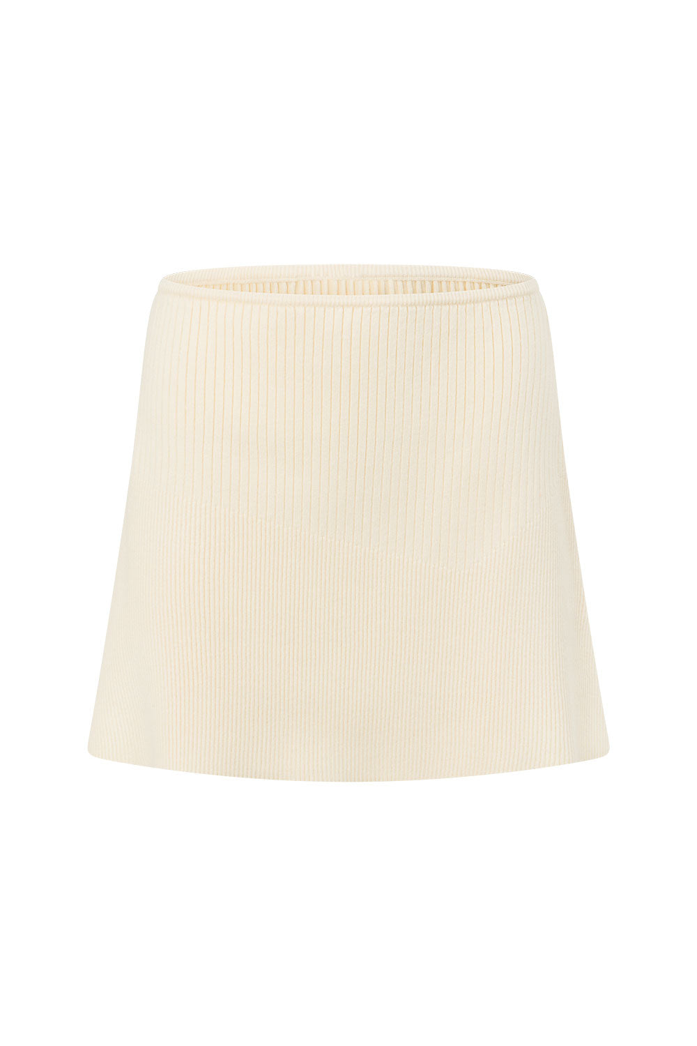 Cream Knit Thin Elastic Waist Mini Ellamay Skirt