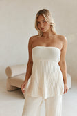 Cream Ribbed Strapless Alice Top