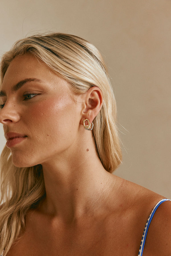 Gold and Silver Two-Toned Gia Layered Earrings