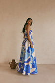 Valley Blue Print Strappy A Line Maxi Tasmin Dress