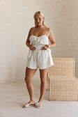 White High Waist Elastic Drawstring Octavia Shorts