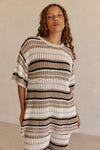 Tan and White Stripe Knit Java Top